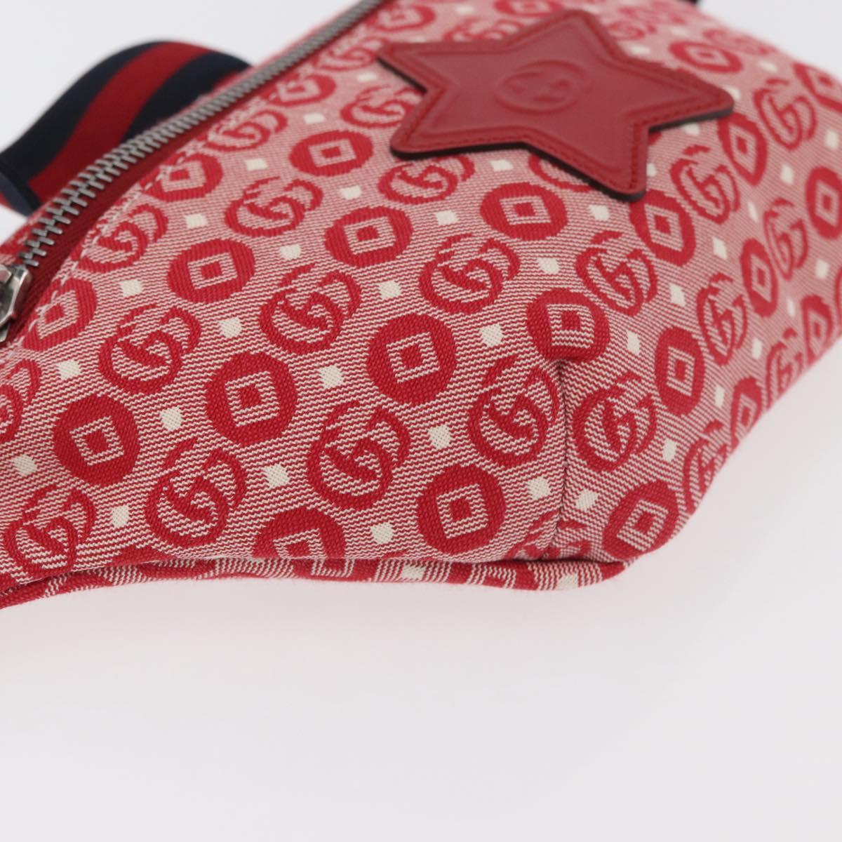 GUCCI Children's Sherry Line Waist bag Canvas Navy Red 502095 Auth bs34662