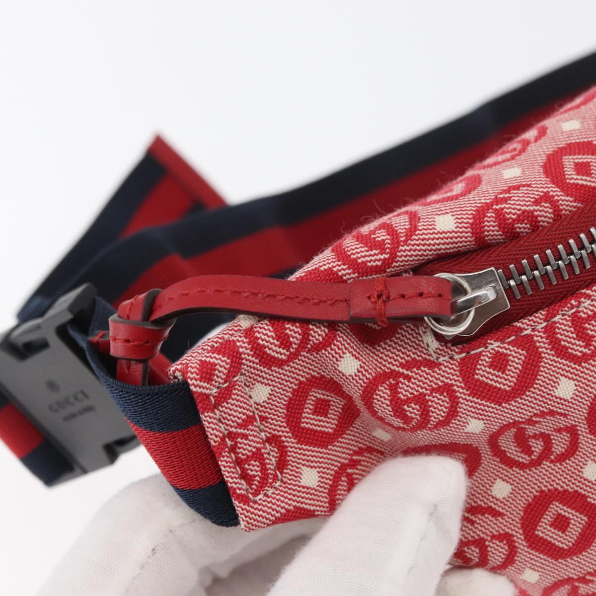 GUCCI Children's Sherry Line Waist bag Canvas Navy Red 502095 Auth bs34662