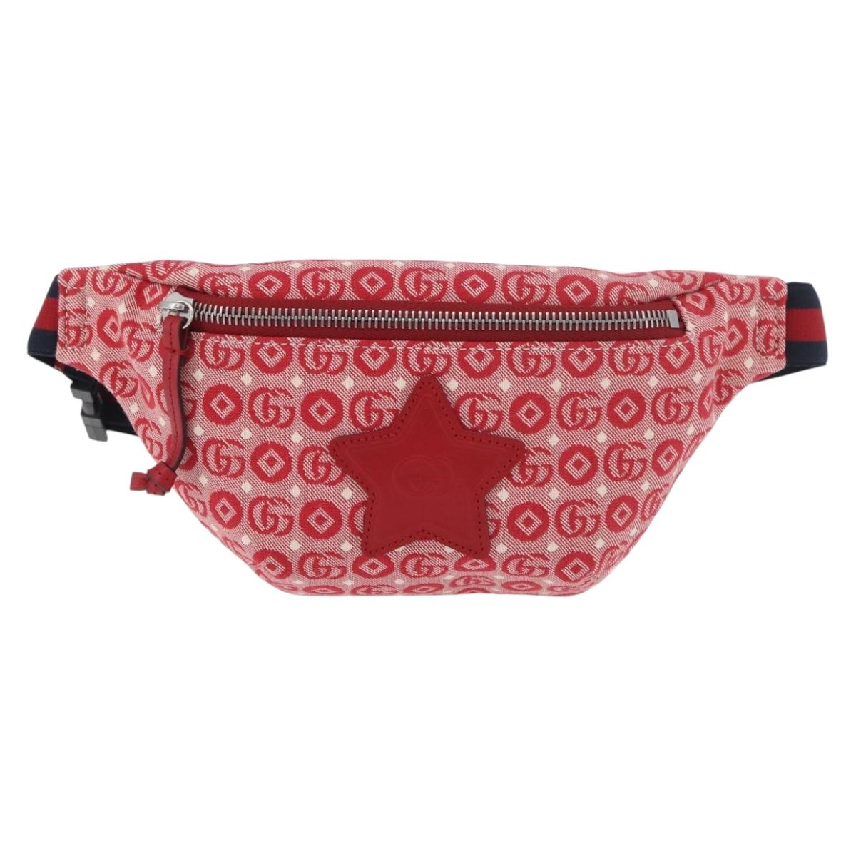 GUCCI Children's Sherry Line Waist bag Canvas Navy Red 502095 Auth bs34662