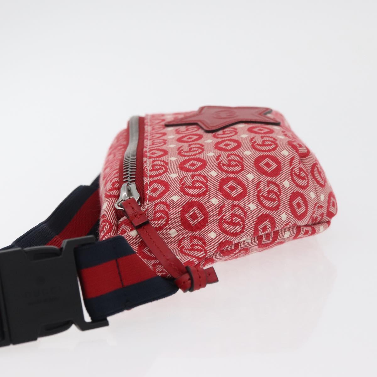GUCCI Children's Sherry Line Waist bag Canvas Navy Red 502095 Auth bs34662