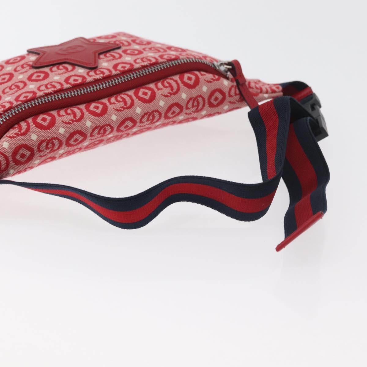 GUCCI Children's Sherry Line Waist bag Canvas Navy Red 502095 Auth bs34662