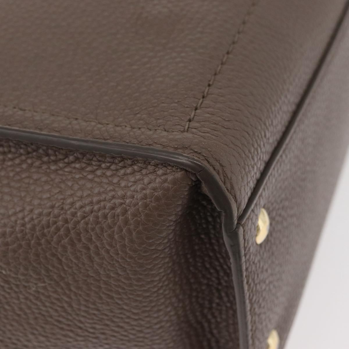 Salvatore Ferragamo Gancini Hand Bag Leather 2way Brown Gold Auth bs34669