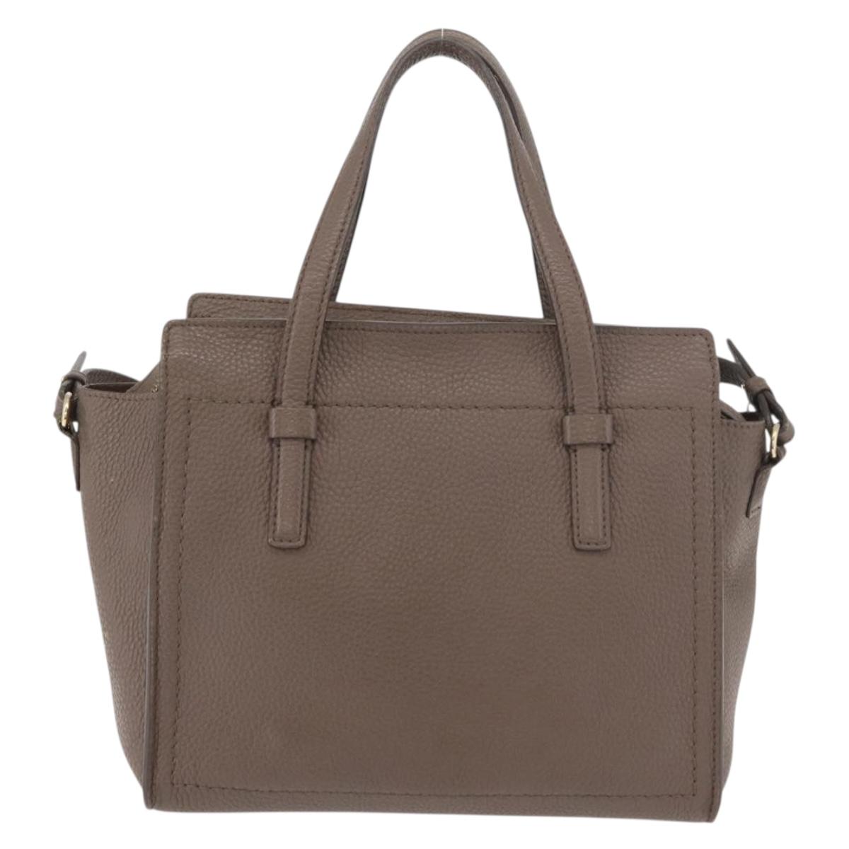 Salvatore Ferragamo Gancini Hand Bag Leather 2way Brown Gold Auth bs34669