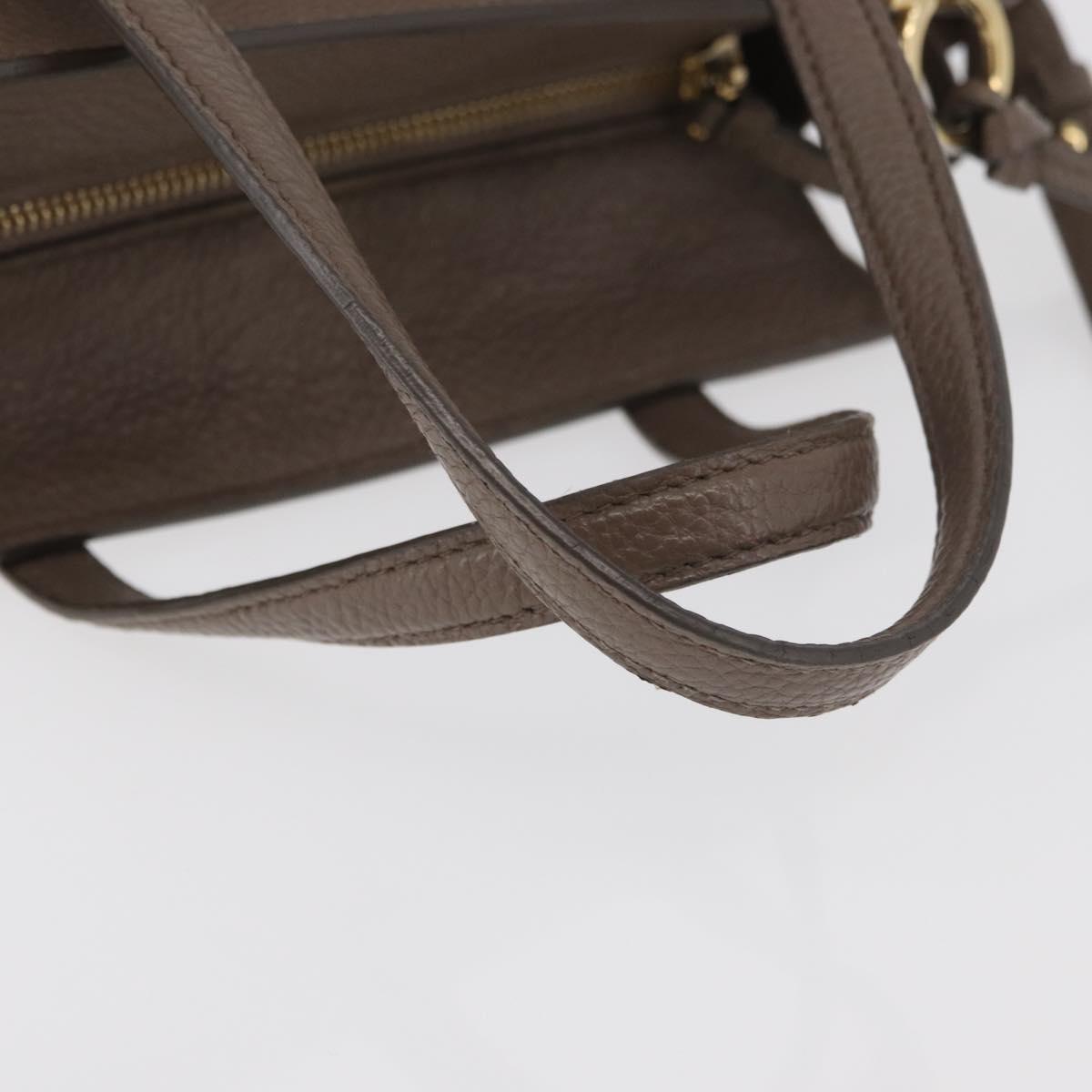 Salvatore Ferragamo Gancini Hand Bag Leather 2way Brown Gold Auth bs34669