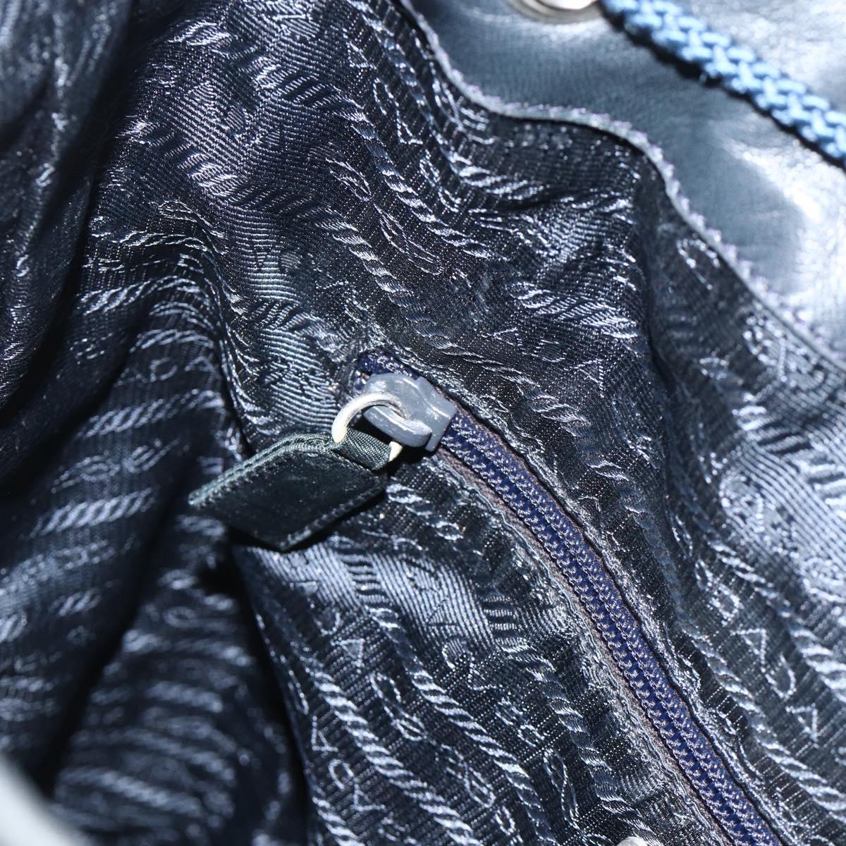 PRADA Purse Shoulder Bag Nylon Navy Silver Auth bs34671