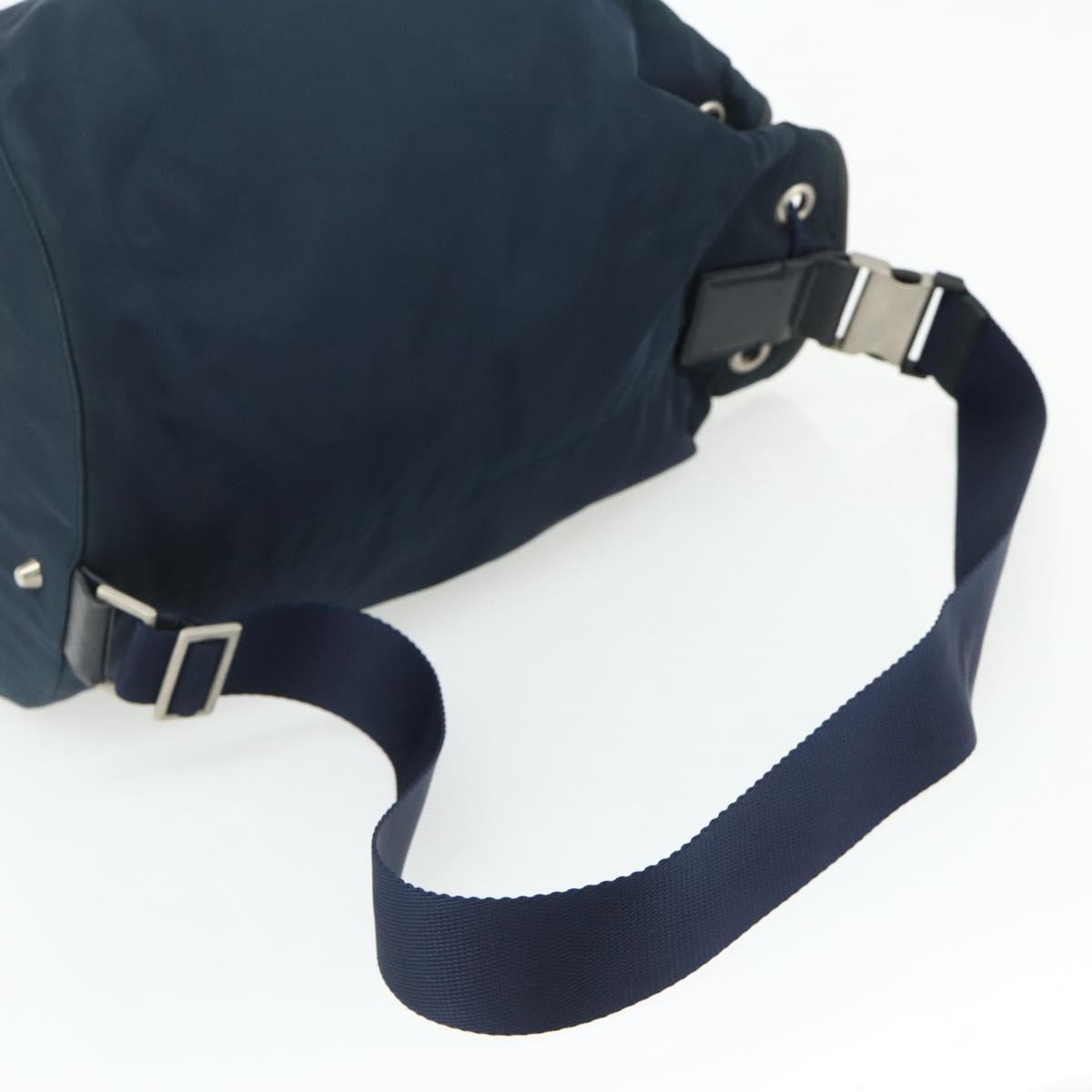 PRADA Purse Shoulder Bag Nylon Navy Silver Auth bs34671