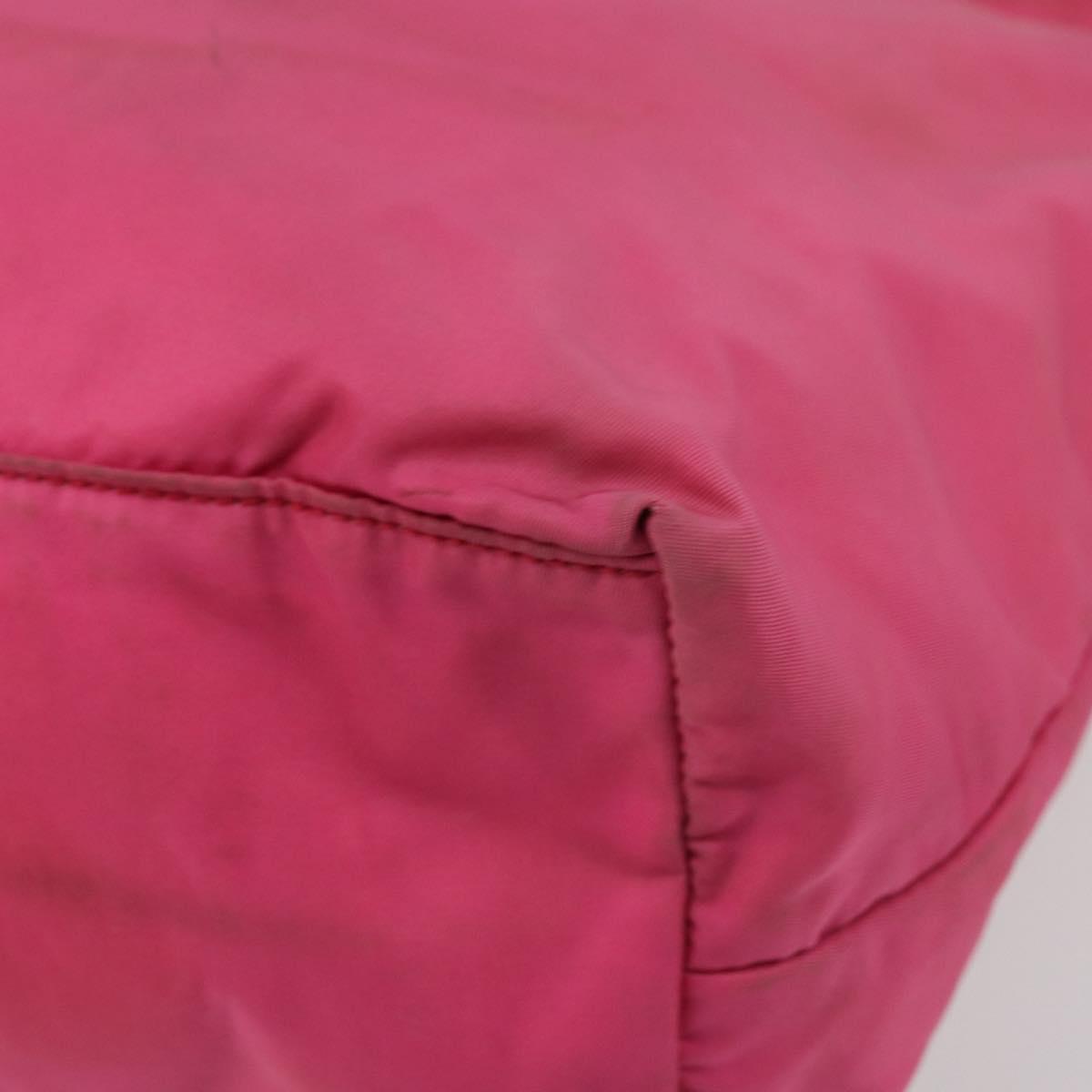 PRADA Tote Bag Nylon Pink Gold Auth bs34672