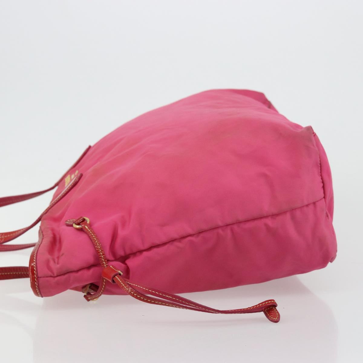 PRADA Tote Bag Nylon Pink Gold Auth bs34672