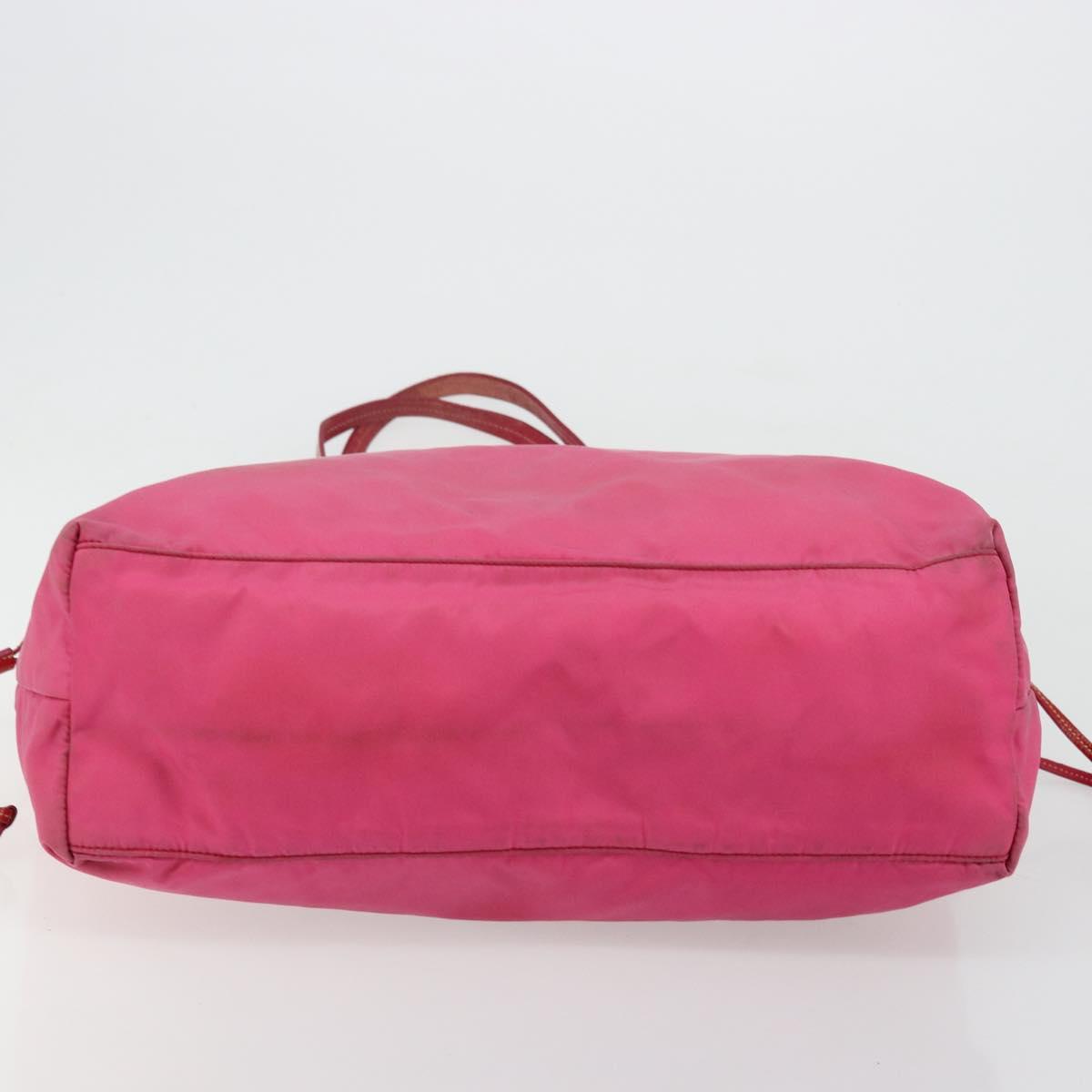 PRADA Tote Bag Nylon Pink Gold Auth bs34672