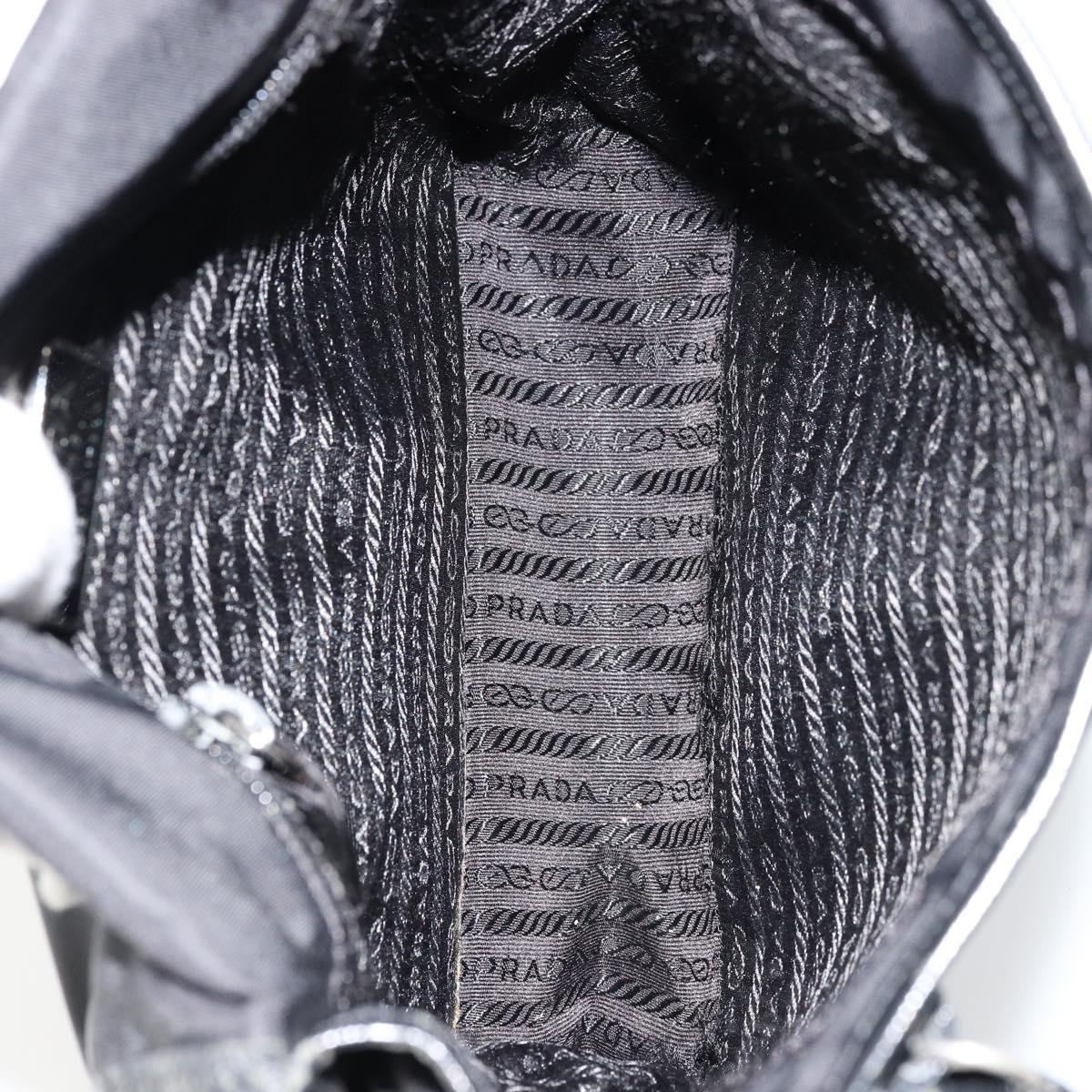 PRADA Shoulder Bag Nylon Black Silver Auth bs34673