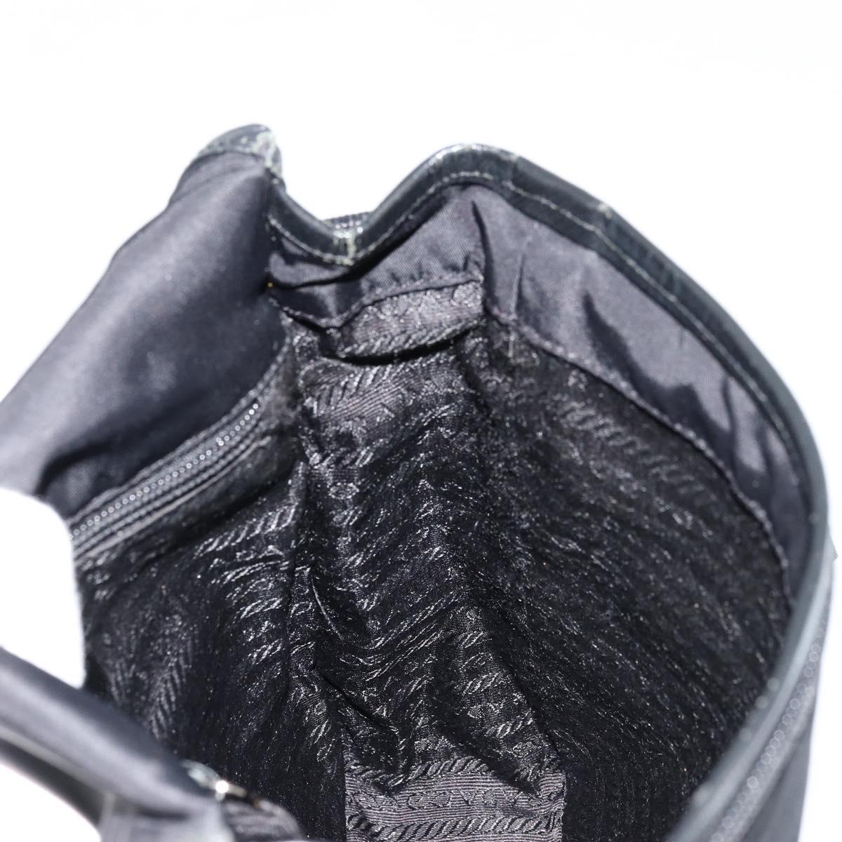 PRADA Shoulder Bag Nylon Black Silver Auth bs34673