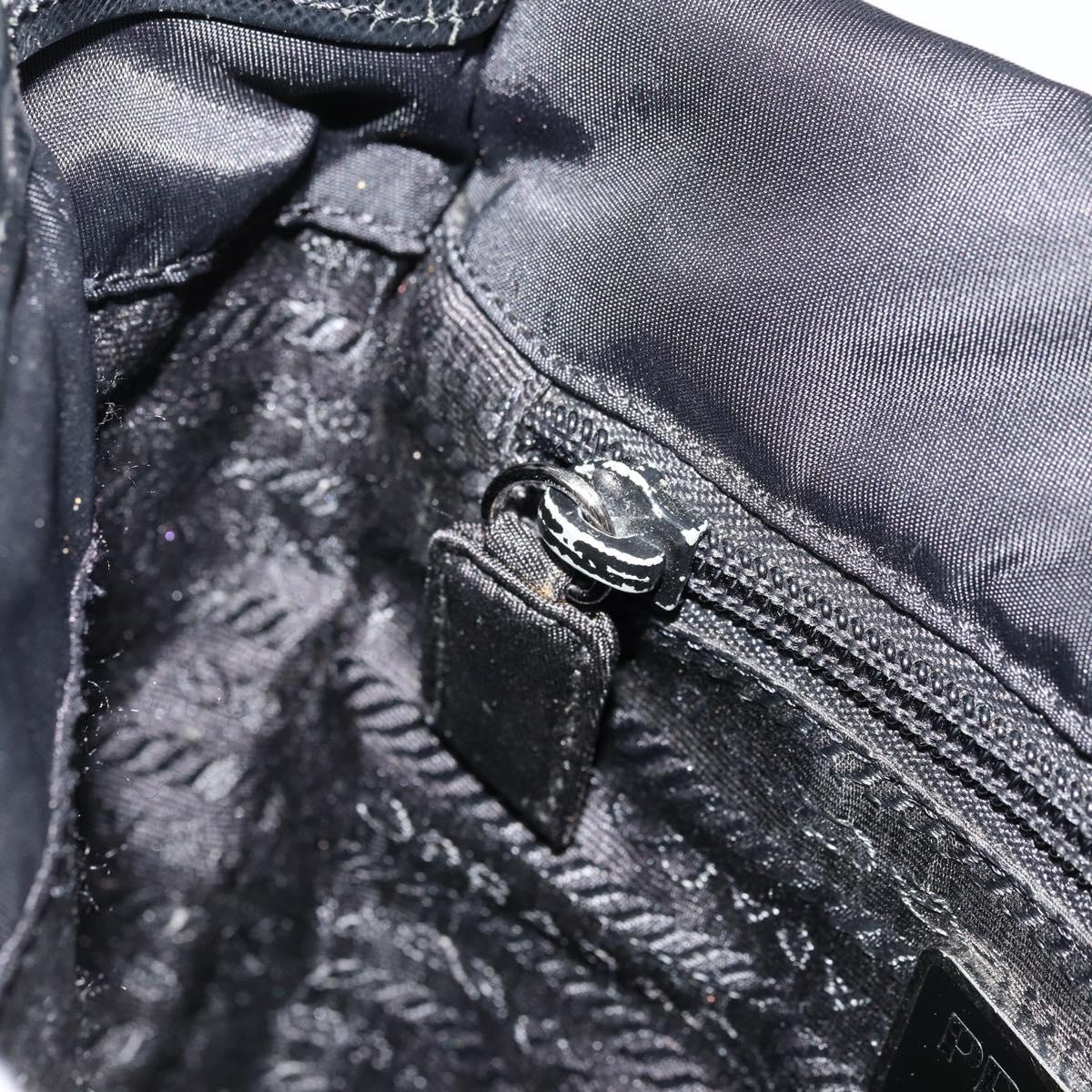 PRADA Shoulder Bag Nylon Black Silver Auth bs34673