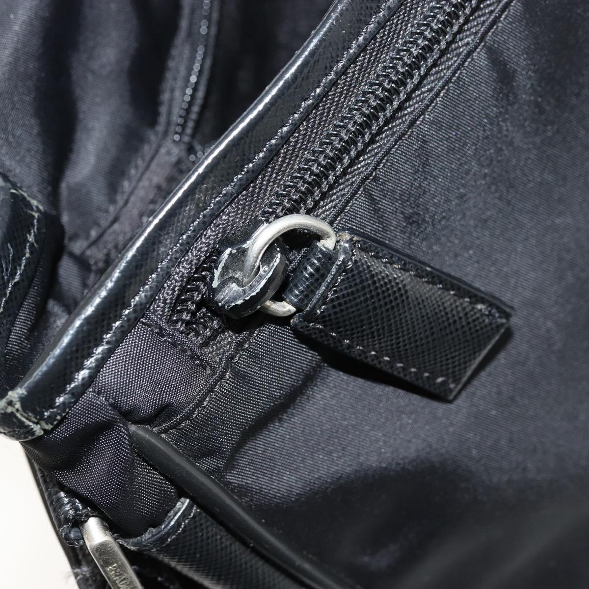 PRADA Shoulder Bag Nylon Black Silver Auth bs34673