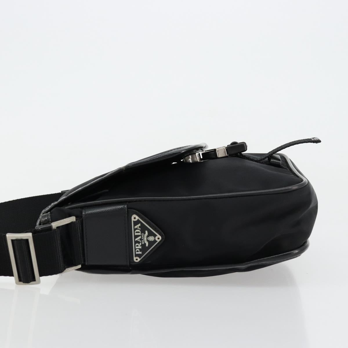 PRADA Shoulder Bag Nylon Black Silver Auth bs34673