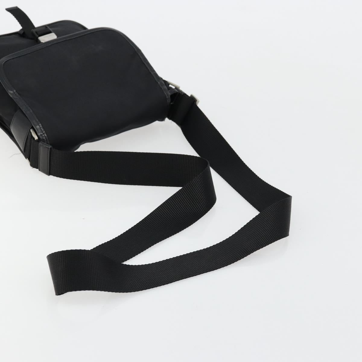 PRADA Shoulder Bag Nylon Black Silver Auth bs34673