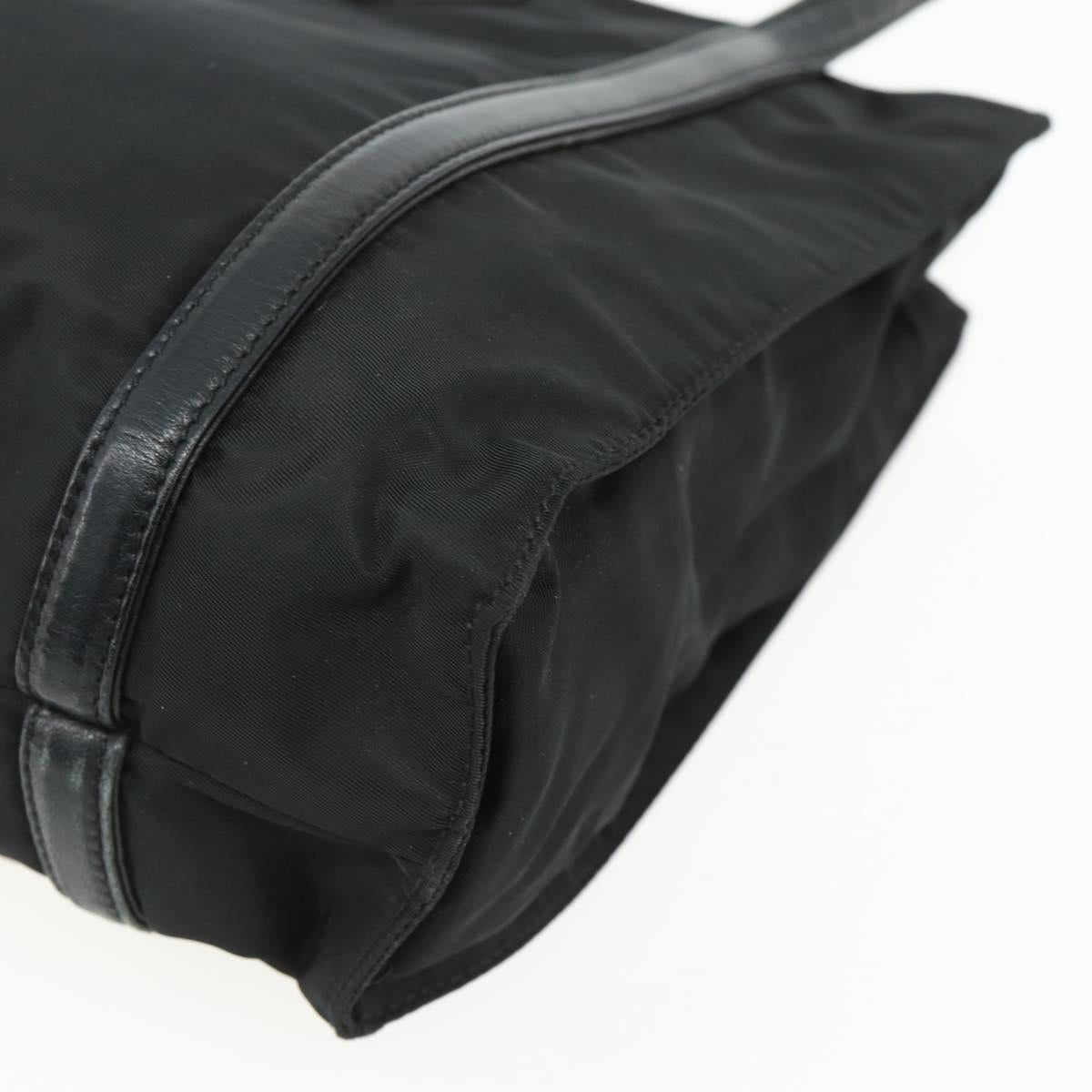 PRADA Tote Bag Nylon Black Silver Auth bs34674