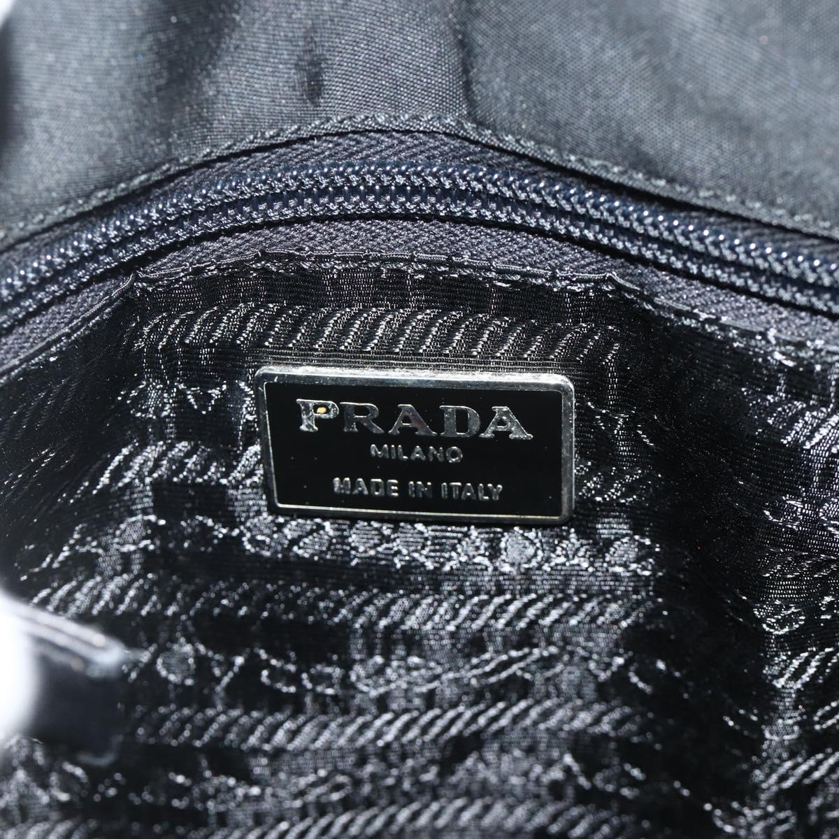 PRADA Tote Bag Nylon Black Silver Auth bs34674