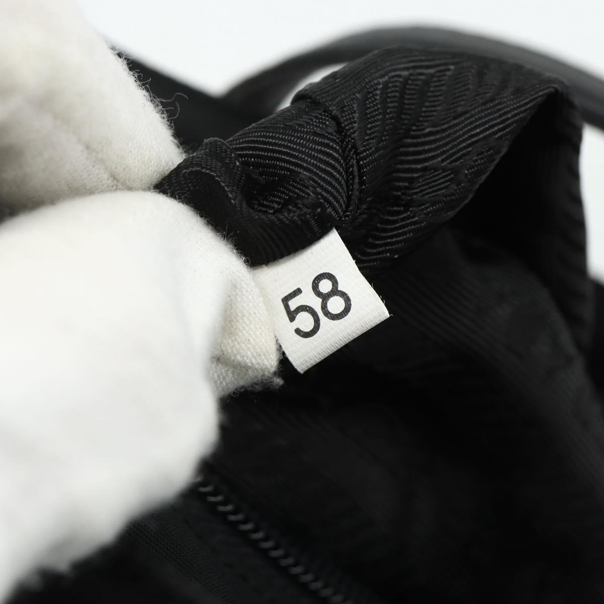 PRADA Tote Bag Nylon Black Silver Auth bs34674