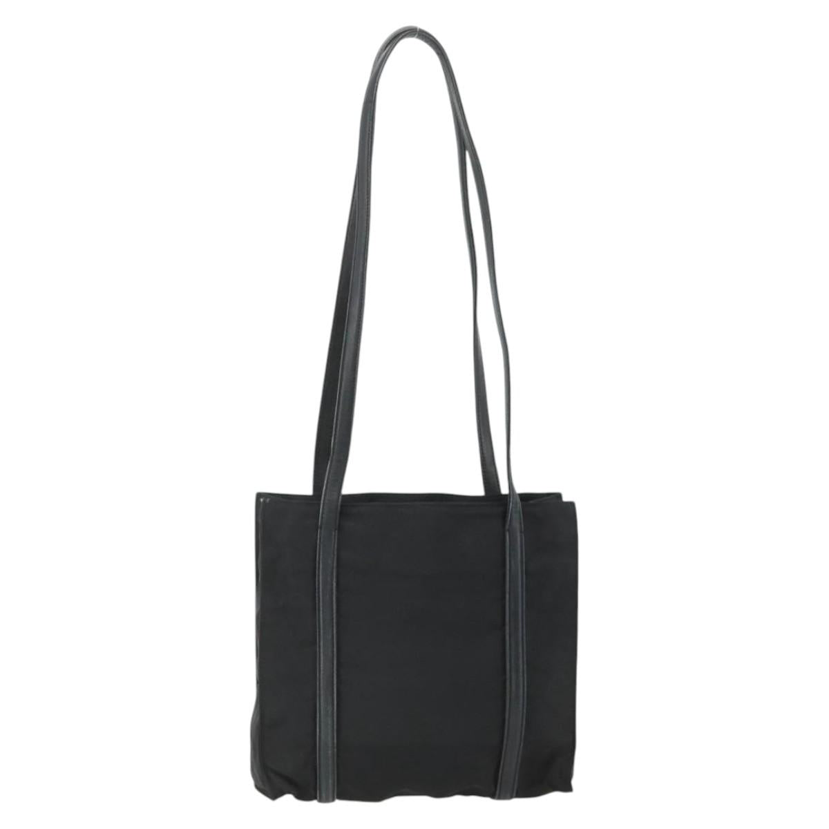 PRADA Tote Bag Nylon Black Silver Auth bs34674