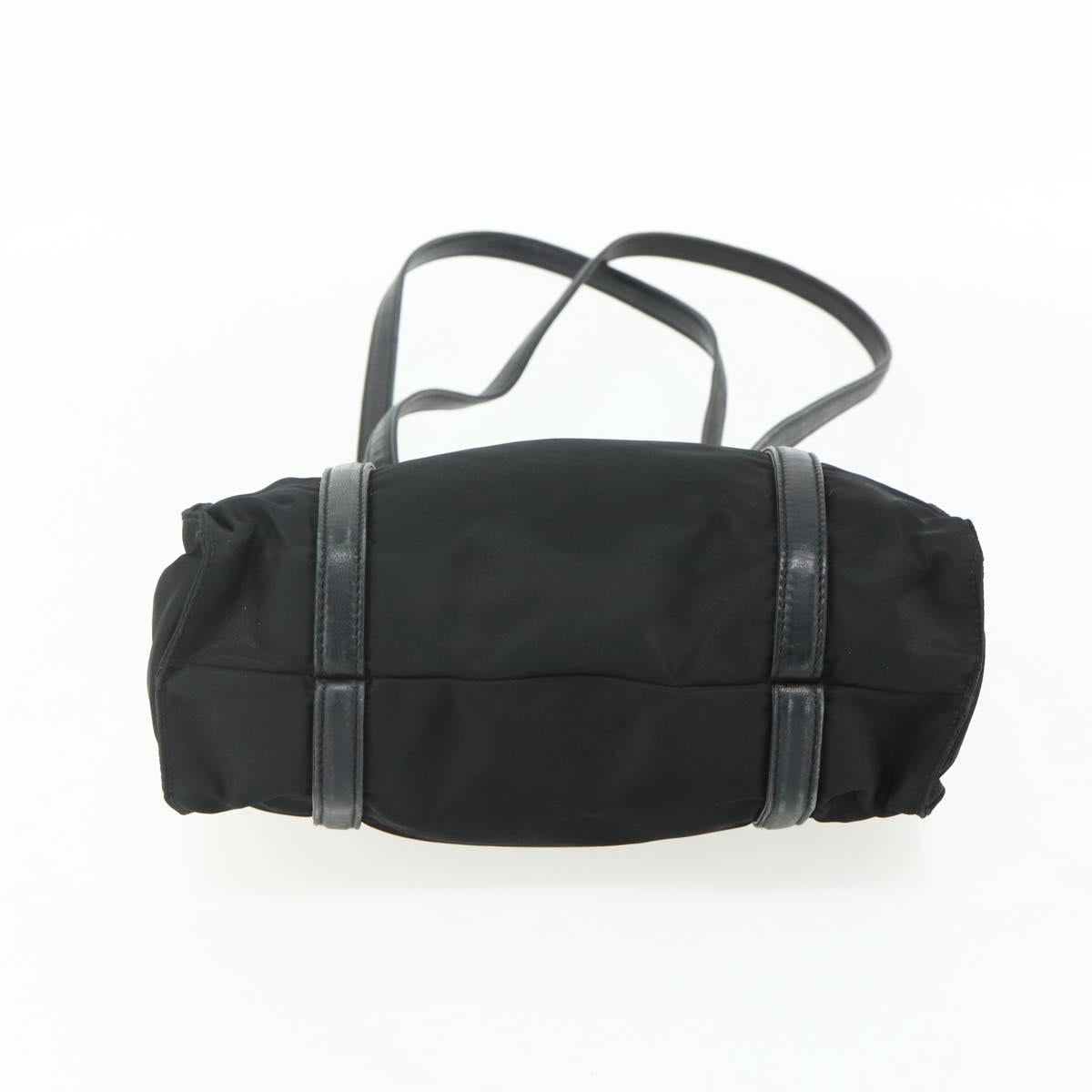PRADA Tote Bag Nylon Black Silver Auth bs34674