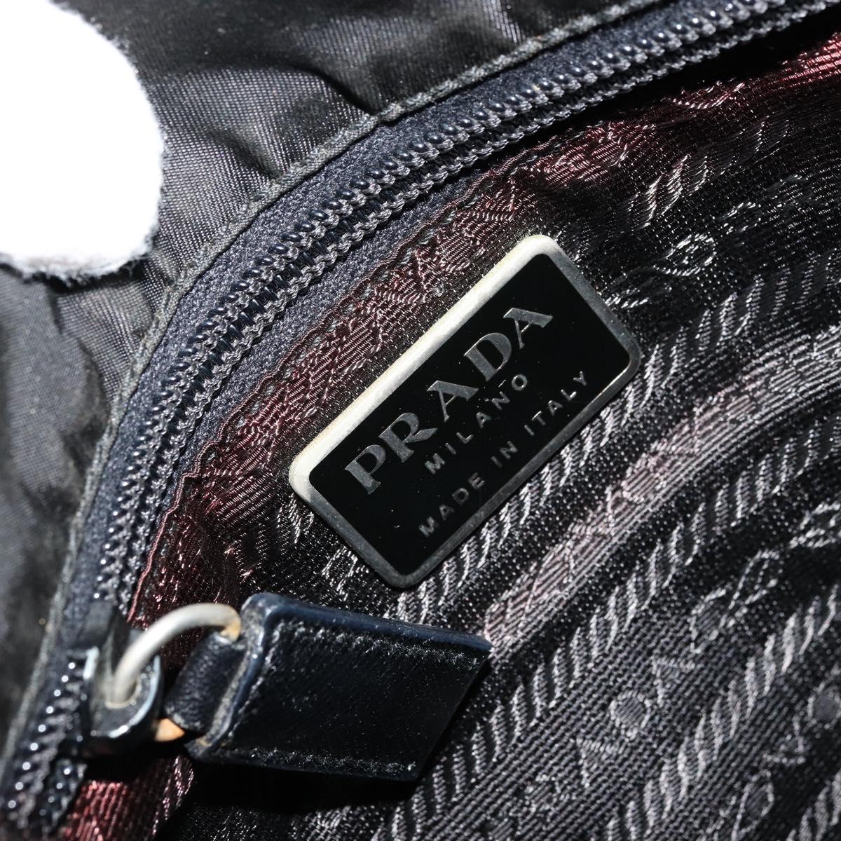 PRADA Shoulder Bag Nylon Black Silver Auth bs34675
