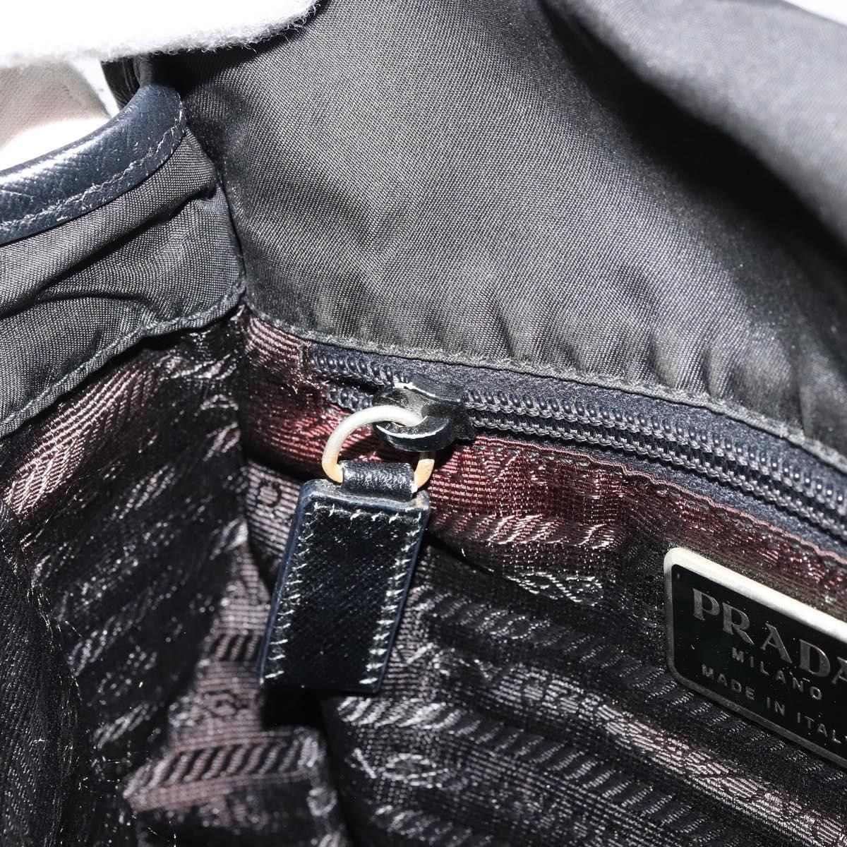 PRADA Shoulder Bag Nylon Black Silver Auth bs34675
