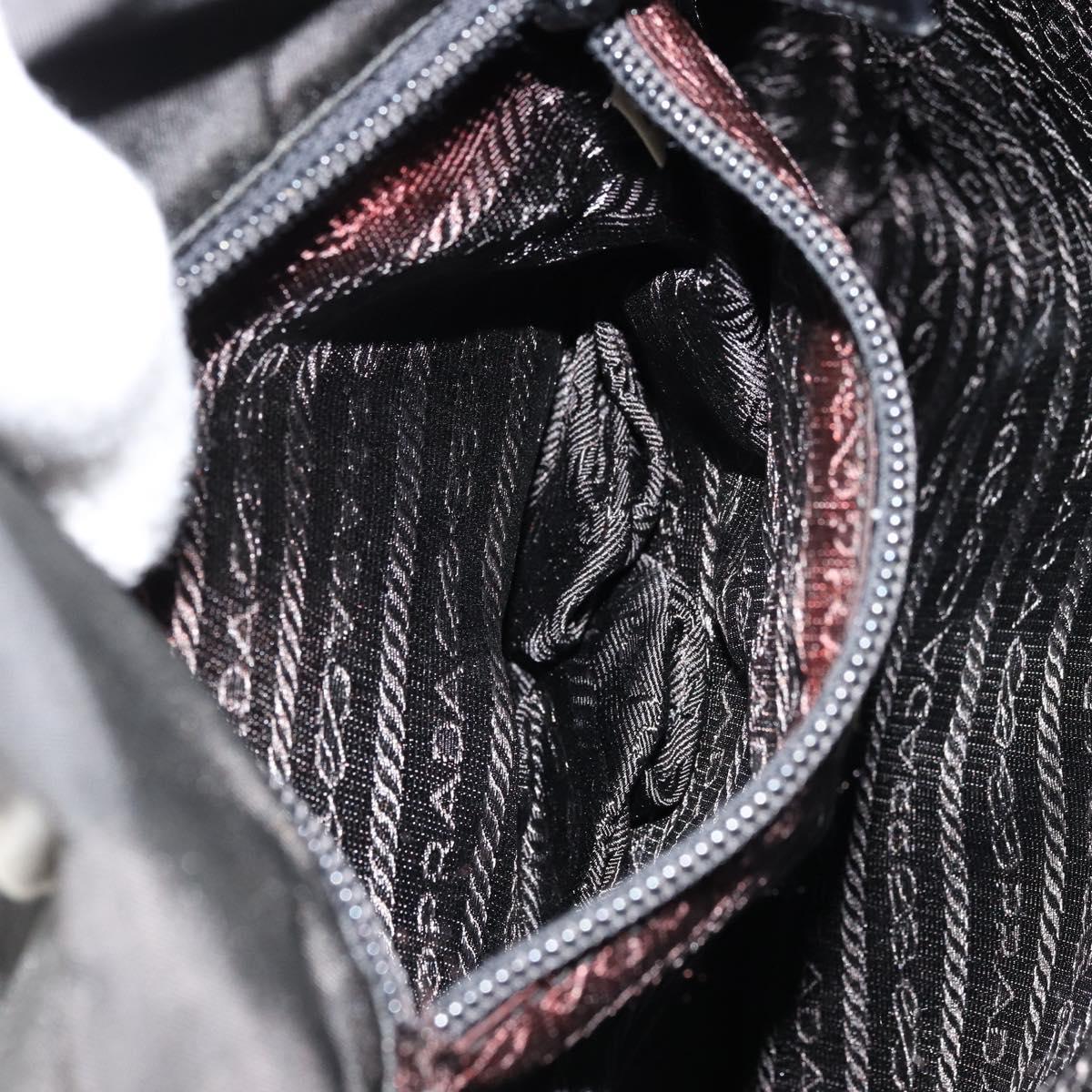 PRADA Shoulder Bag Nylon Black Silver Auth bs34675
