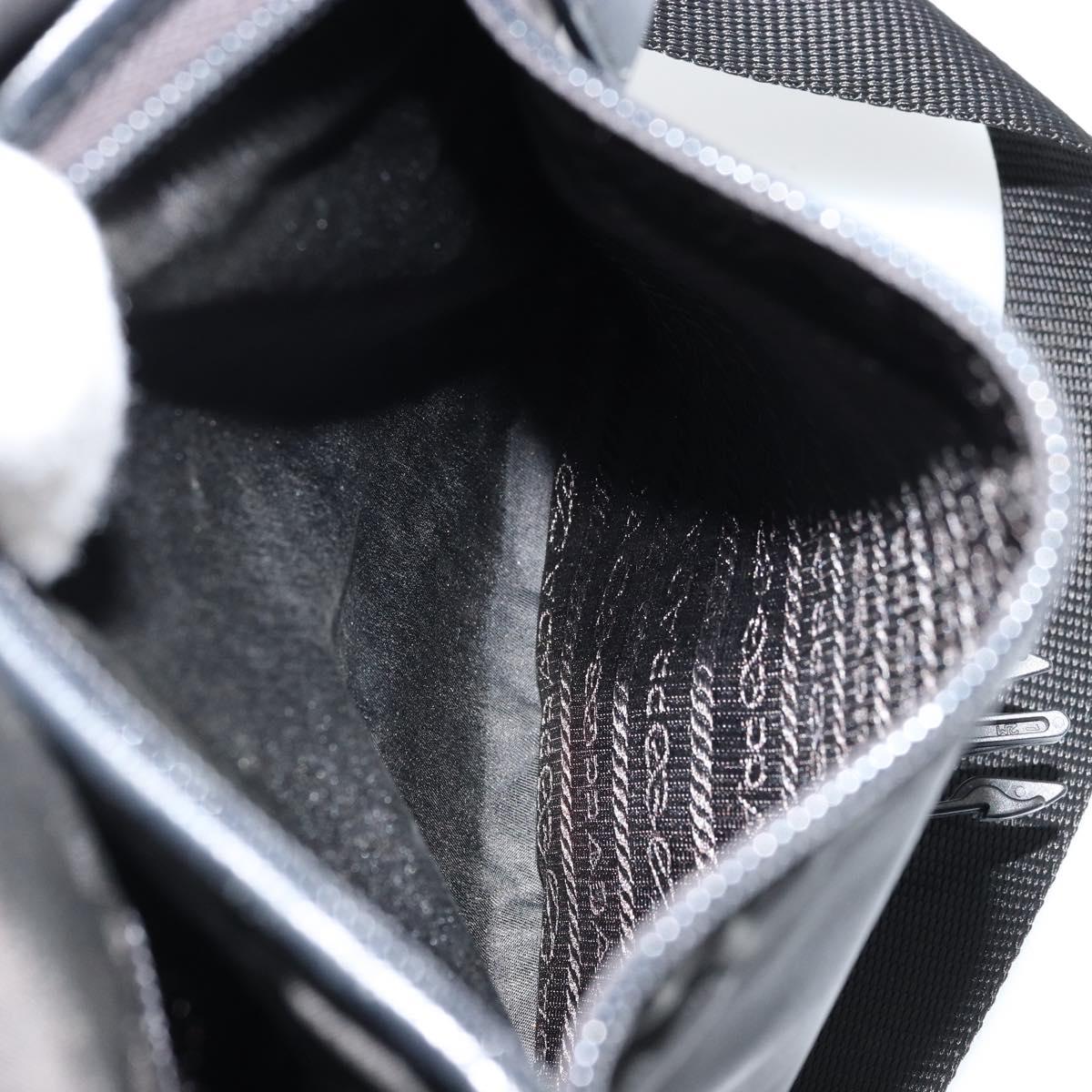PRADA Shoulder Bag Nylon Black Silver Auth bs34675
