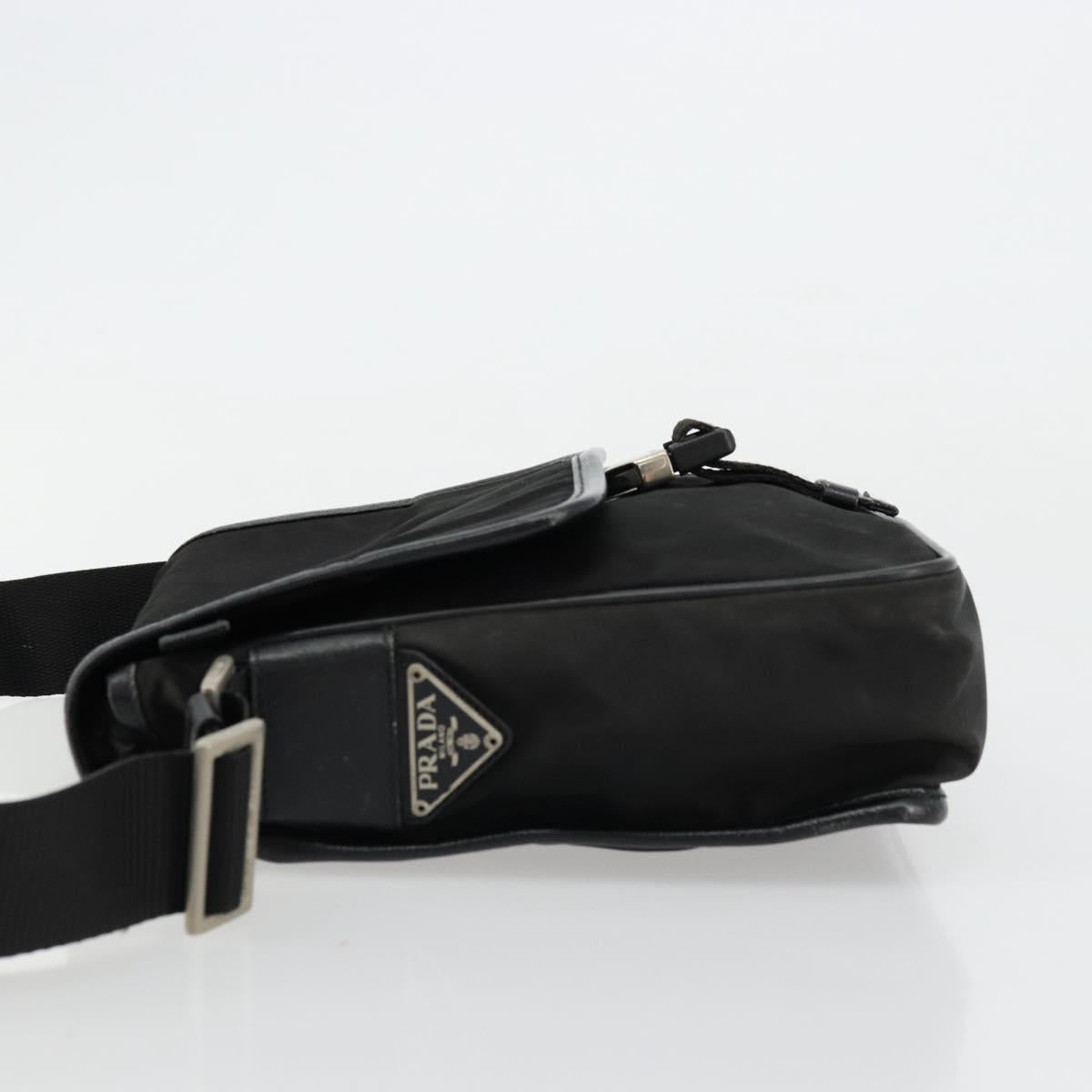 PRADA Shoulder Bag Nylon Black Silver Auth bs34675