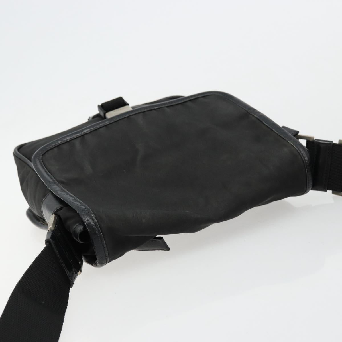 PRADA Shoulder Bag Nylon Black Silver Auth bs34675