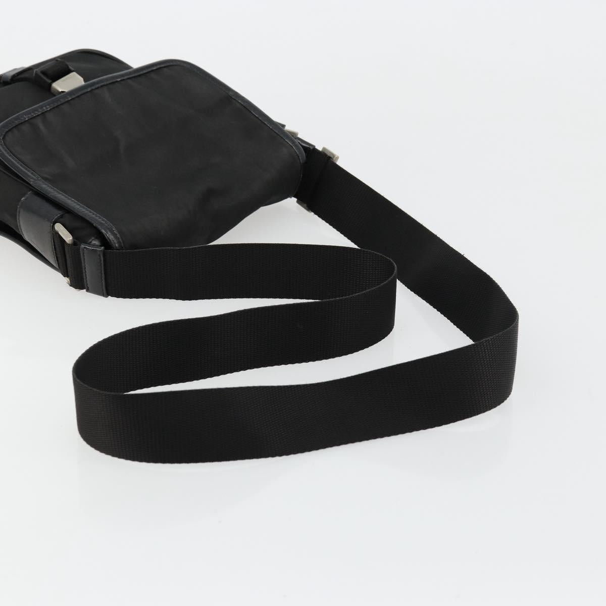 PRADA Shoulder Bag Nylon Black Silver Auth bs34675