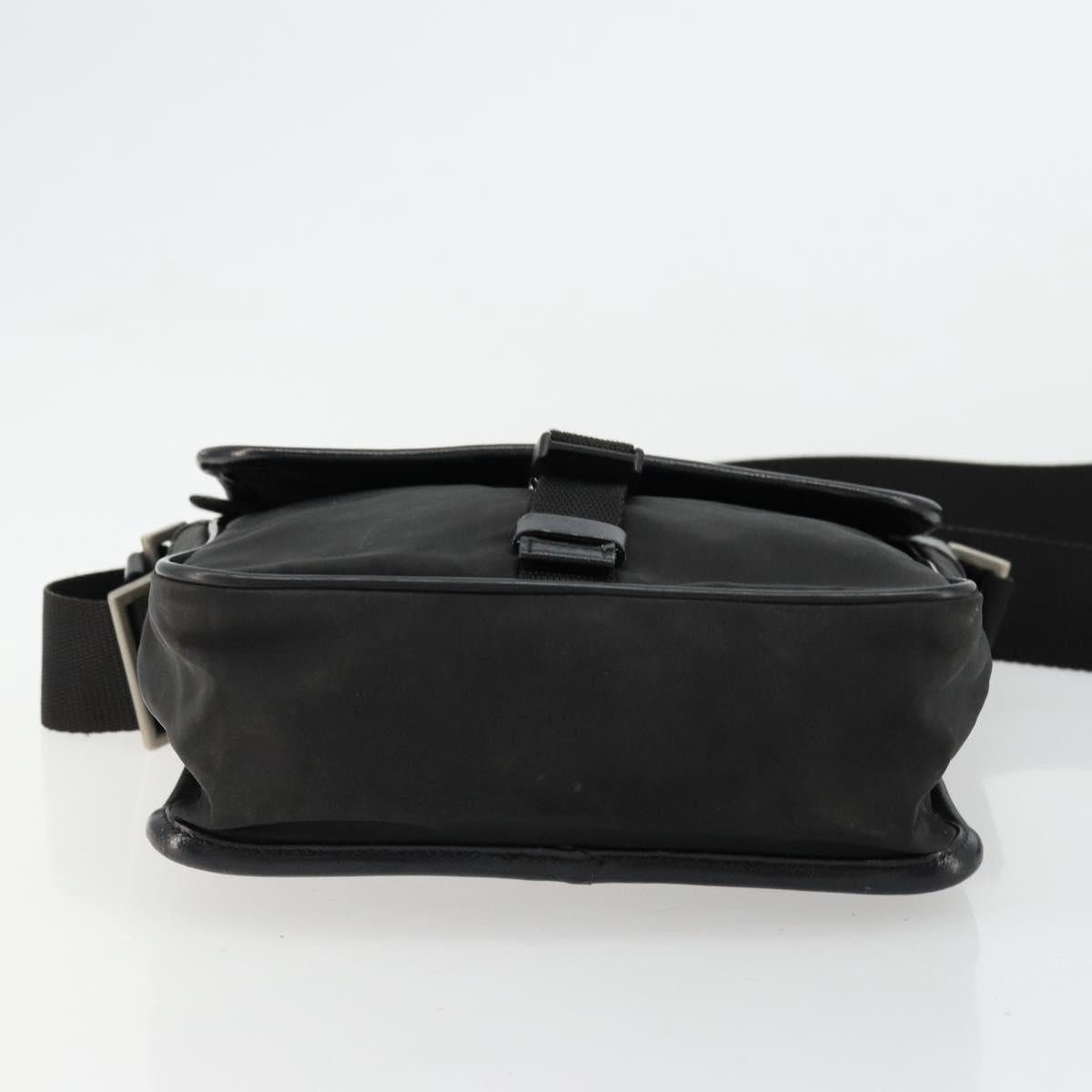 PRADA Shoulder Bag Nylon Black Silver Auth bs34675