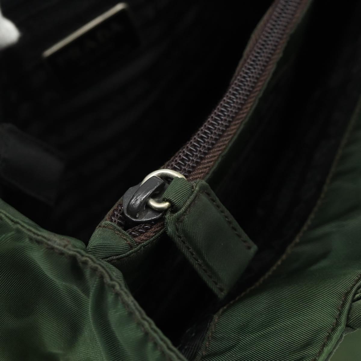 PRADA Hand Bag Nylon Green Silver Auth bs34677