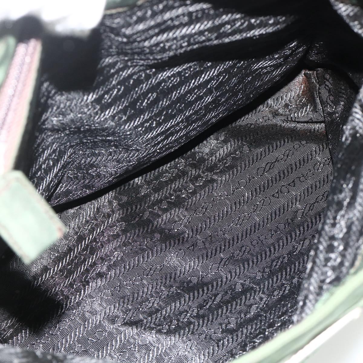 PRADA Hand Bag Nylon Green Silver Auth bs34677