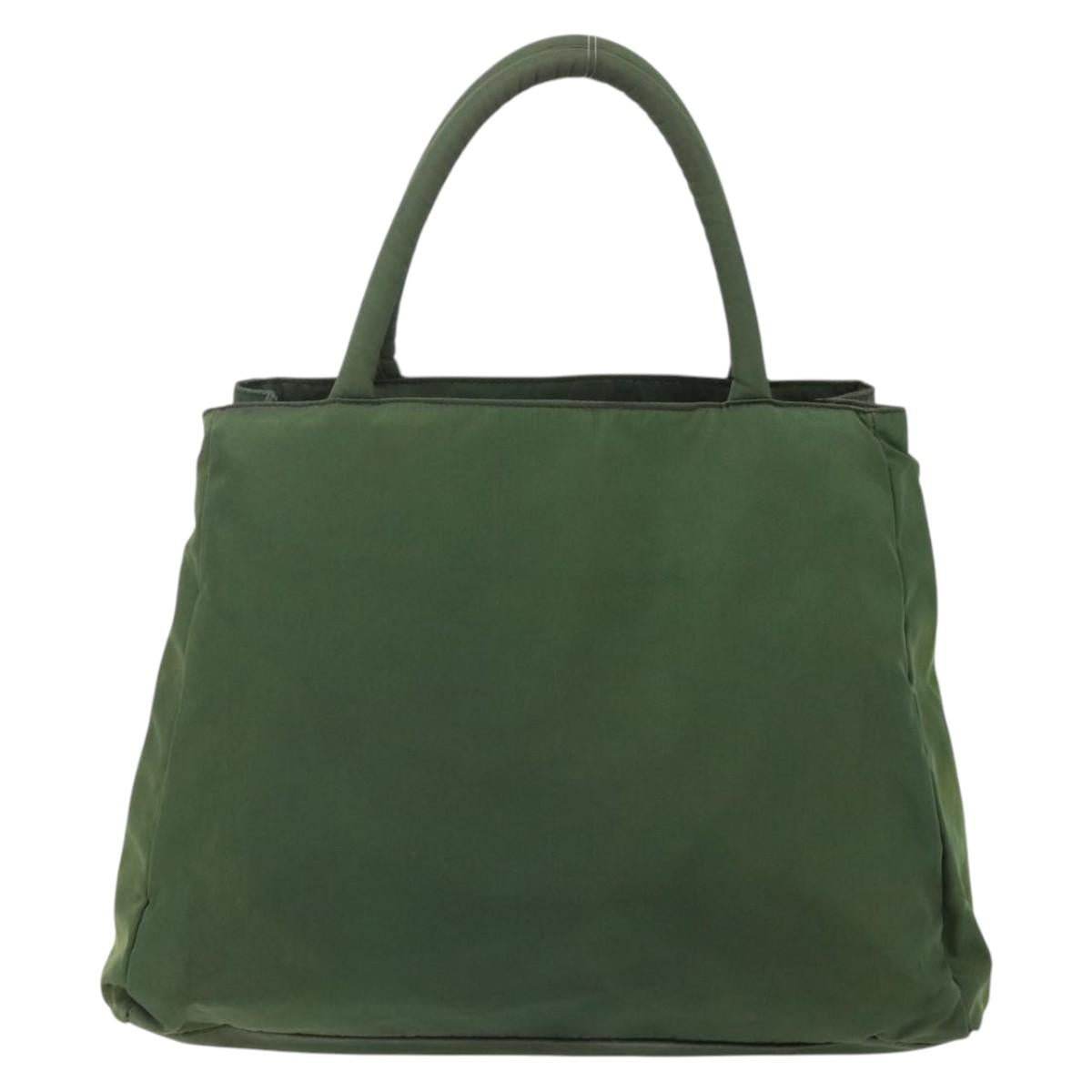 PRADA Hand Bag Nylon Green Silver Auth bs34677