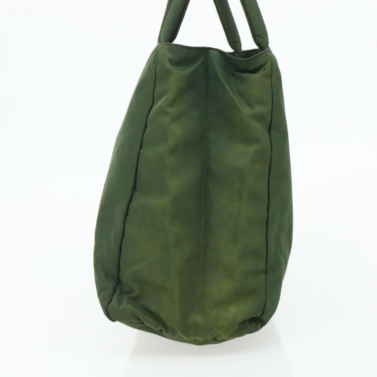 PRADA Hand Bag Nylon Green Silver Auth bs34677