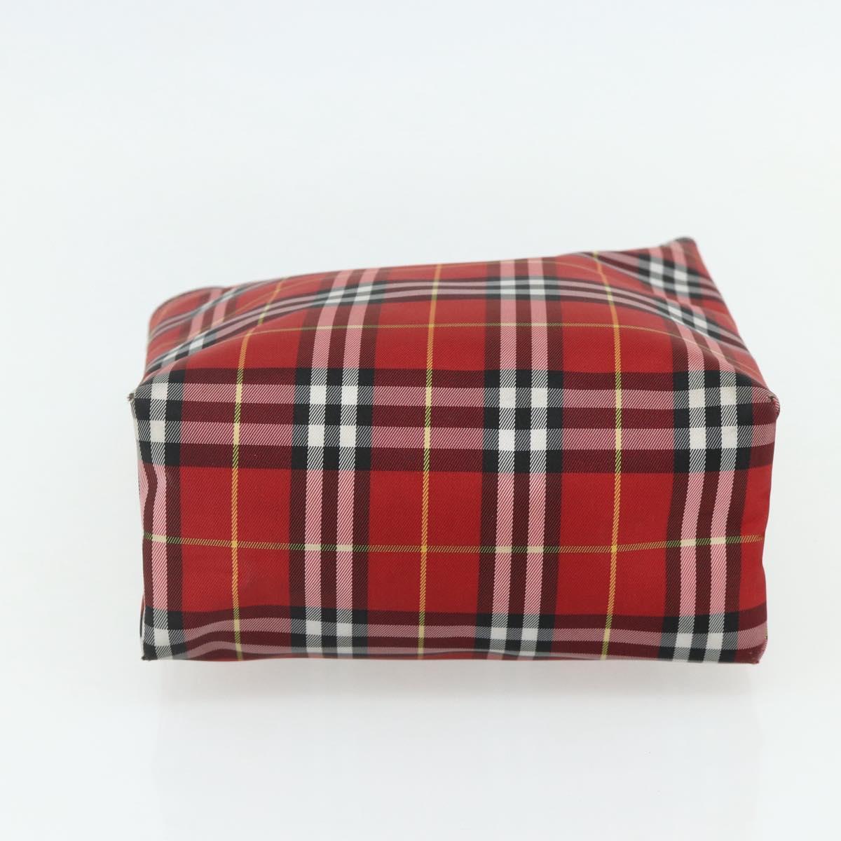 BURBERRY Nova Check Hand Bag Nylon Red Silver Auth bs34680