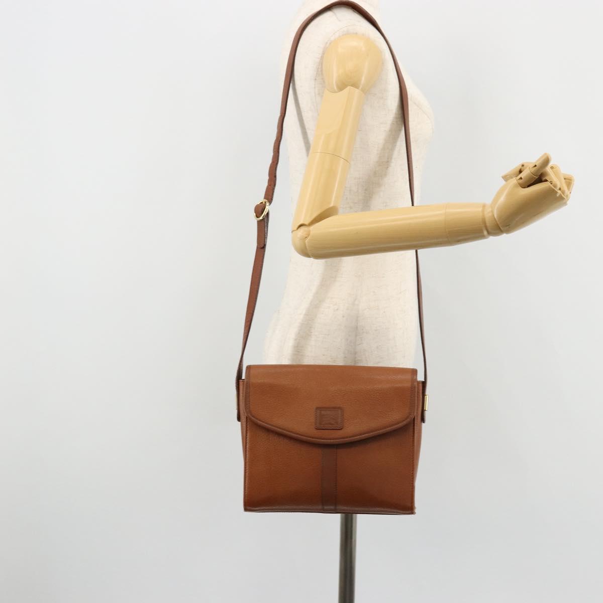 Burberrys Shoulder Bag Leather Beige Gold Auth bs34683