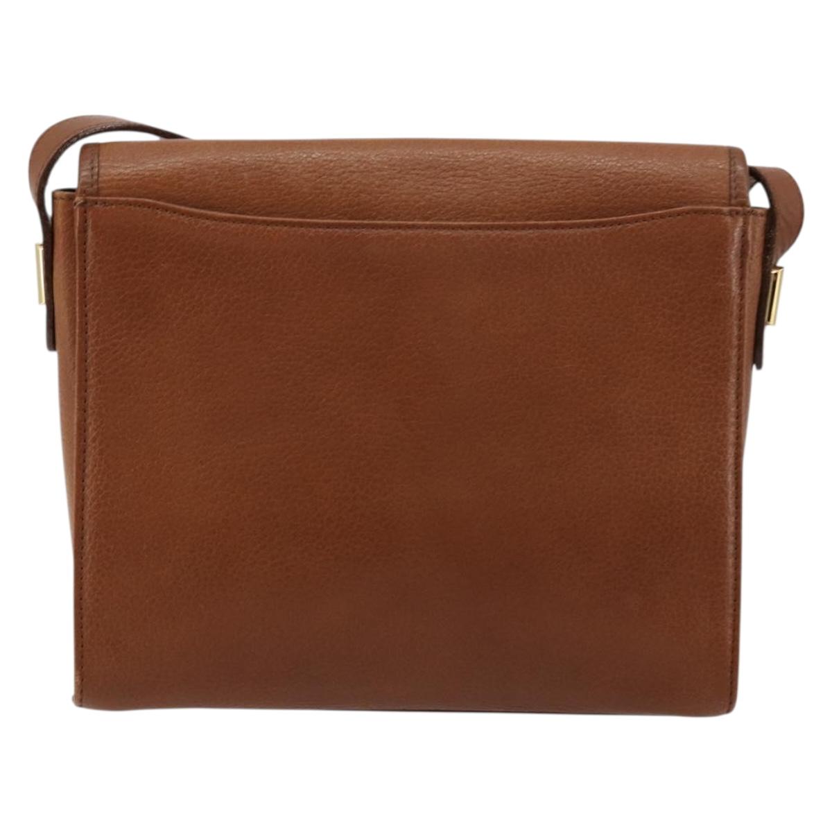 Burberrys Shoulder Bag Leather Beige Gold Auth bs34683
