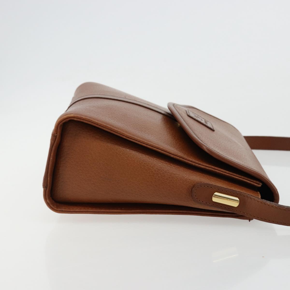 Burberrys Shoulder Bag Leather Beige Gold Auth bs34683