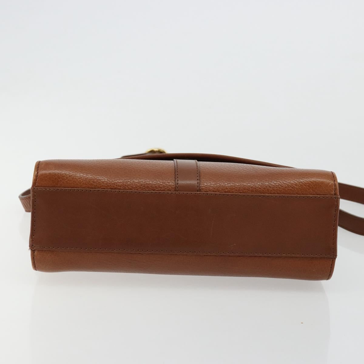 Burberrys Shoulder Bag Leather Beige Gold Auth bs34683