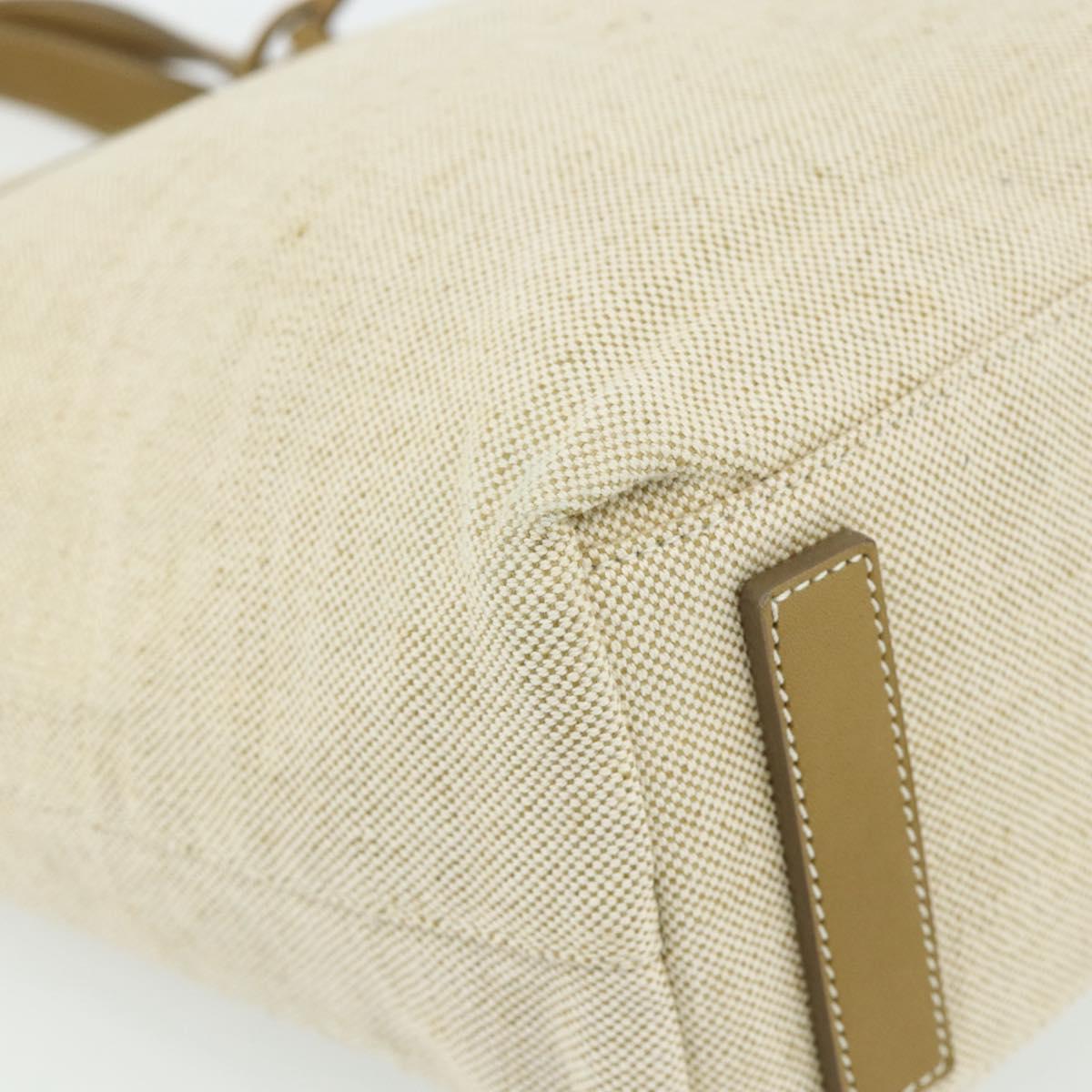 PRADA Sports Line Hand Bag Canvas Beige Silver Auth bs34685