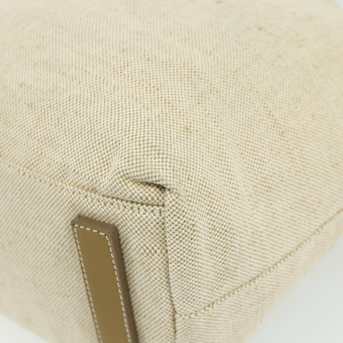 PRADA Sports Line Hand Bag Canvas Beige Silver Auth bs34685