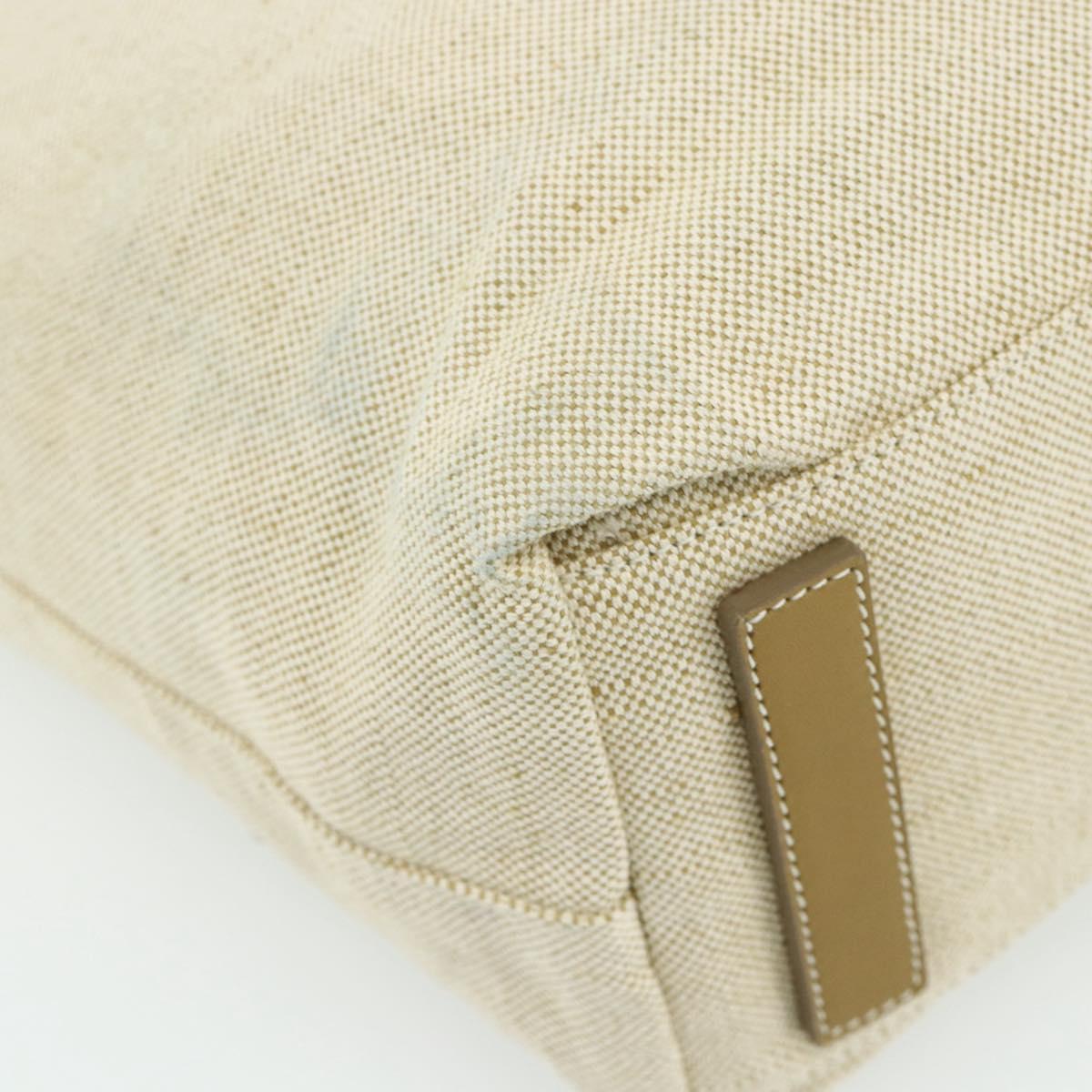 PRADA Sports Line Hand Bag Canvas Beige Silver Auth bs34685