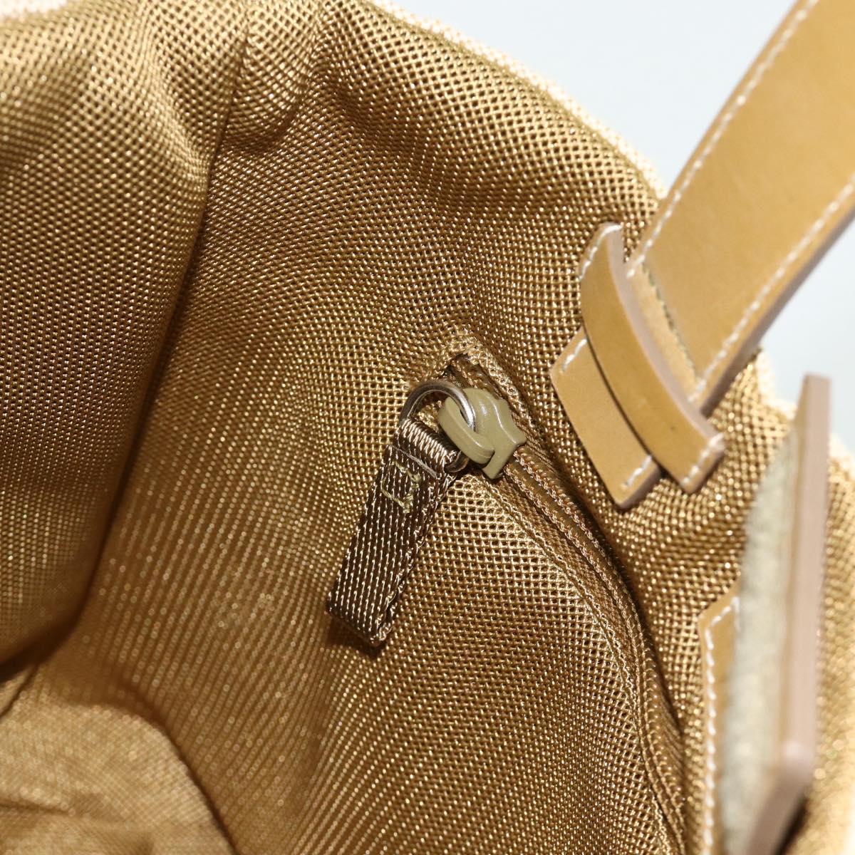 PRADA Sports Line Hand Bag Canvas Beige Silver Auth bs34685