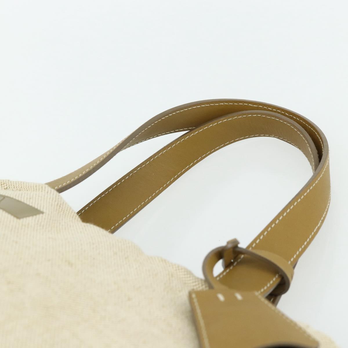 PRADA Sports Line Hand Bag Canvas Beige Silver Auth bs34685