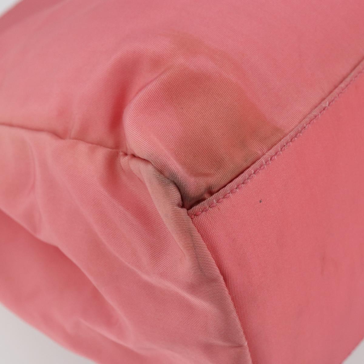 PRADA Hand Bag Nylon Pink Silver Auth bs34689
