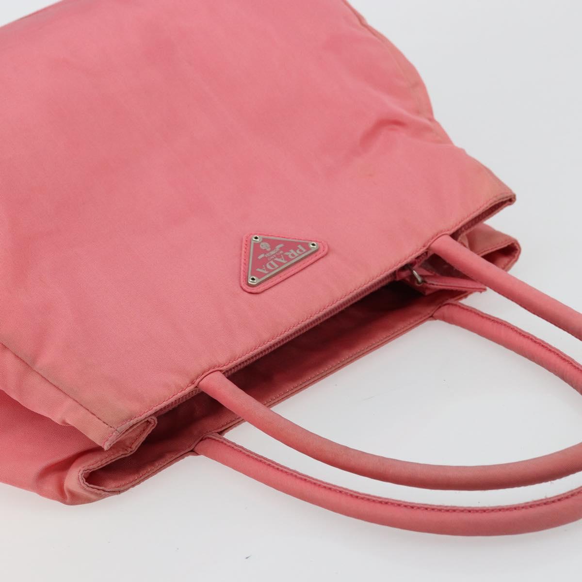 PRADA Hand Bag Nylon Pink Silver Auth bs34689