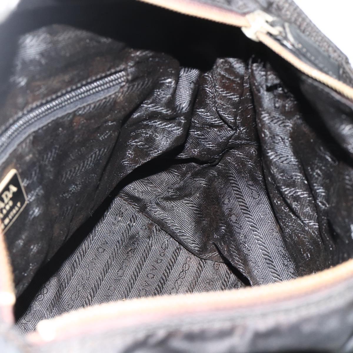 PRADA Chain Tote Bag Nylon Black Gold Auth bs34690
