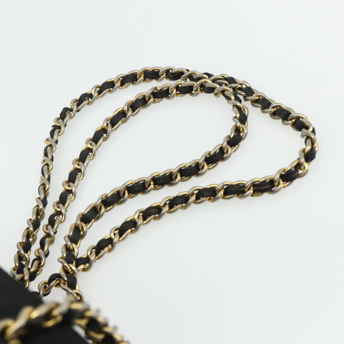 PRADA Chain Tote Bag Nylon Black Gold Auth bs34690